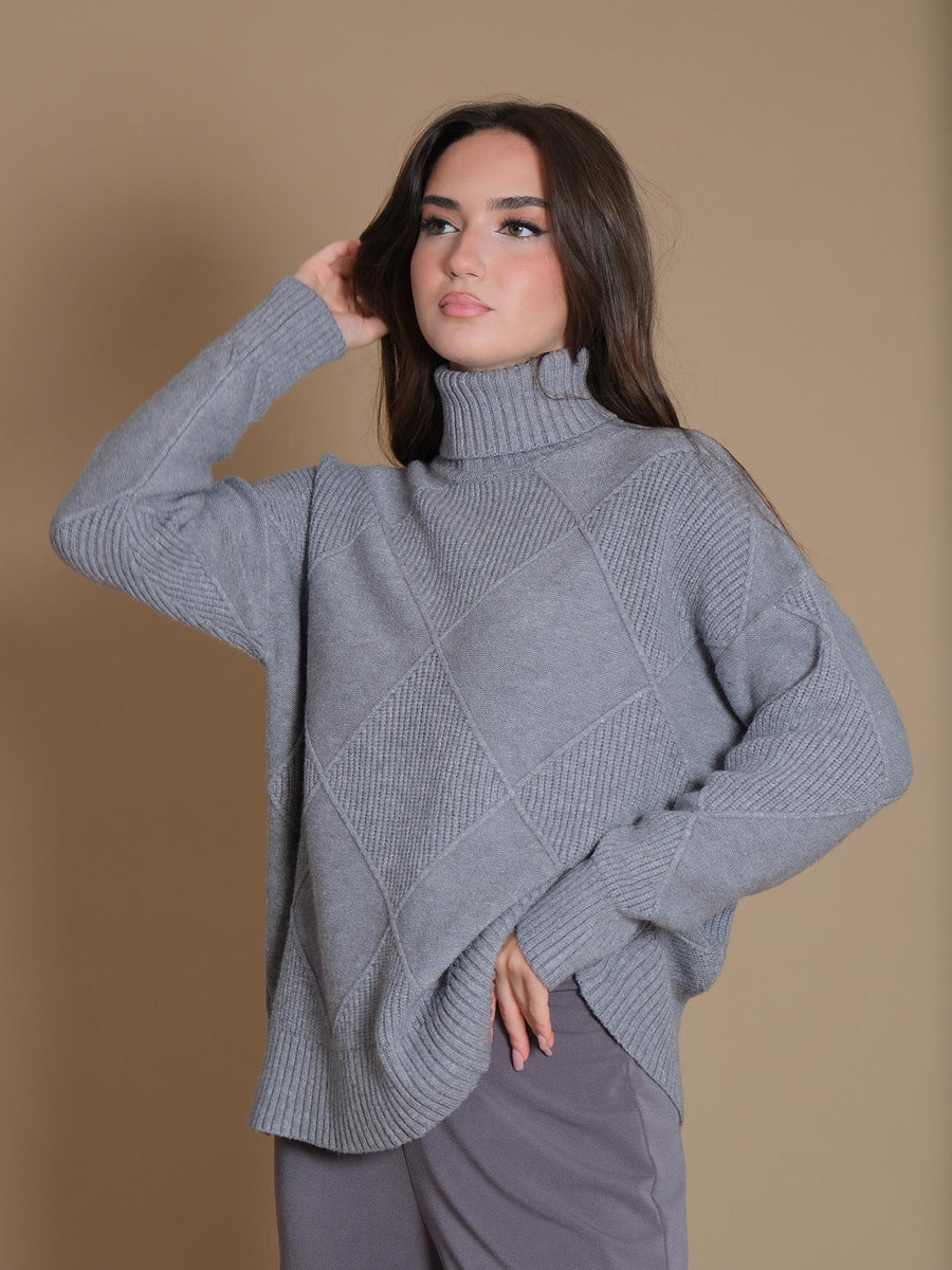 Maglione Armoire collo alto con dettagli a rombi grigio perla 5R673 GRIGIOPERLA Armoire 