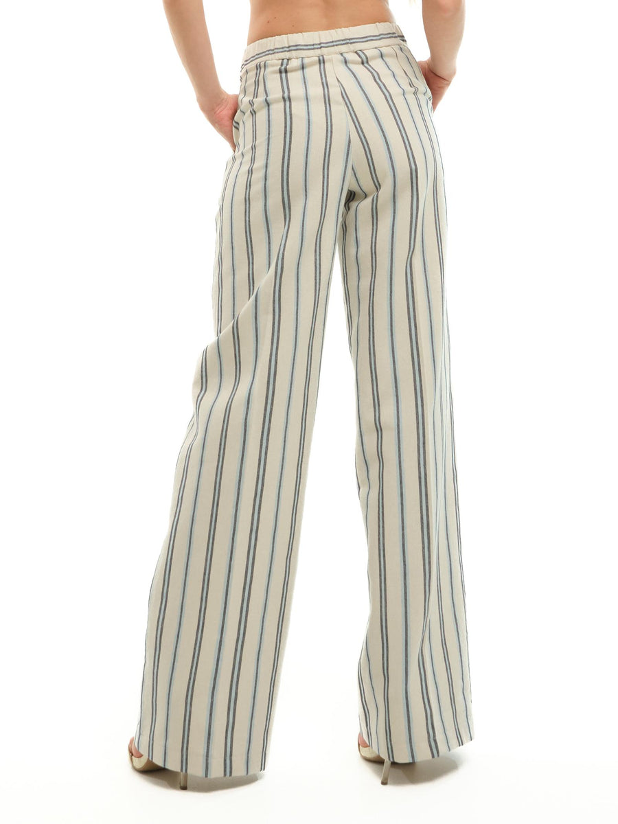Pantalone a gamba ampia Imperial beige a righe blu P9990076T BEIGE/BLU Imperial 
