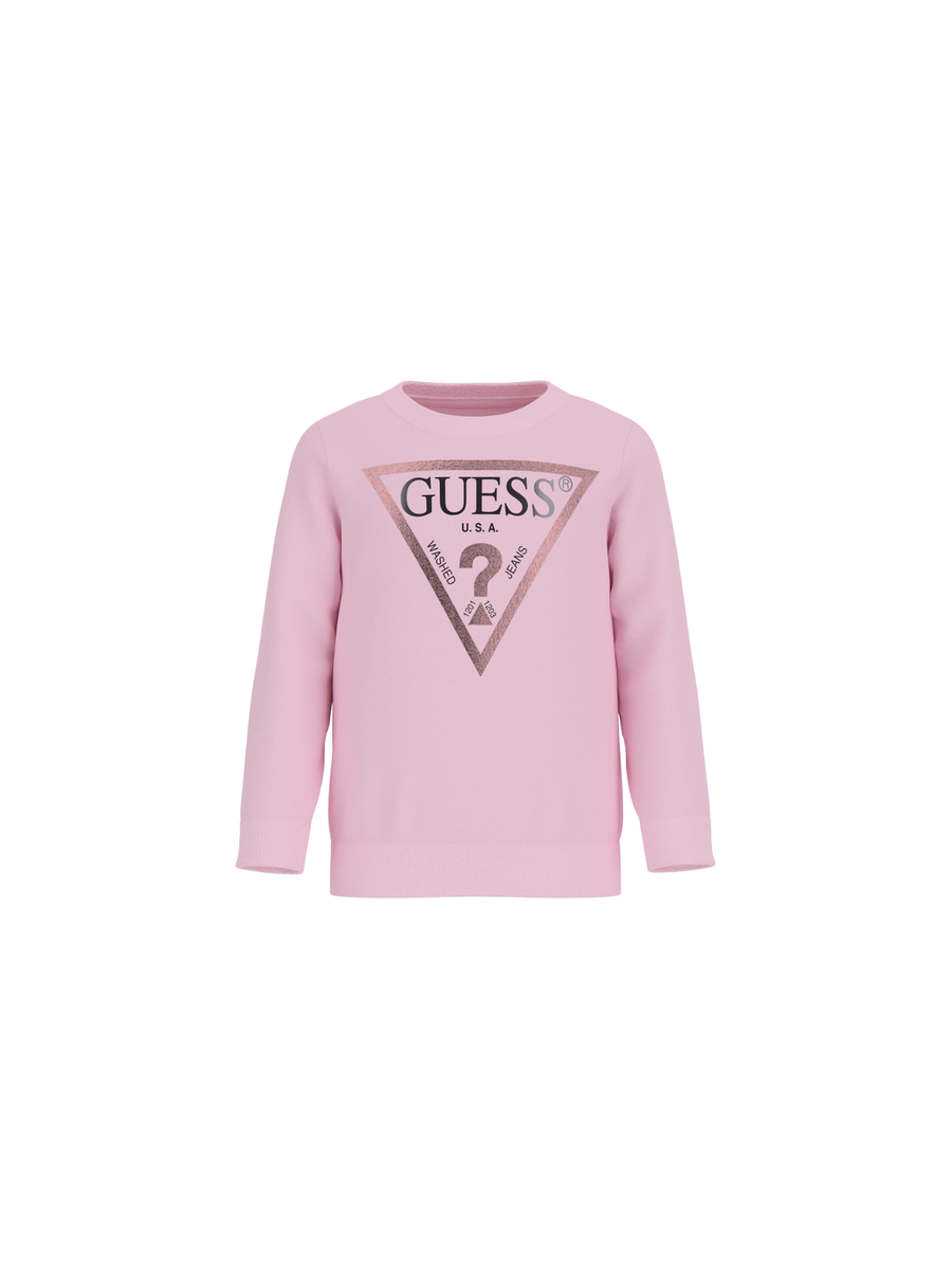 Felpa Guess rosa con logo a triangolo glitterato K74Q12KAUG0 G6K9 Guess 