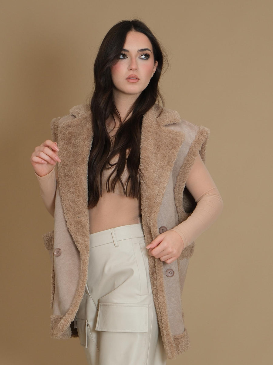 Cappotto montone smanicato Silence Limited Alaska cammello GILET CAMEL Silence Limited 