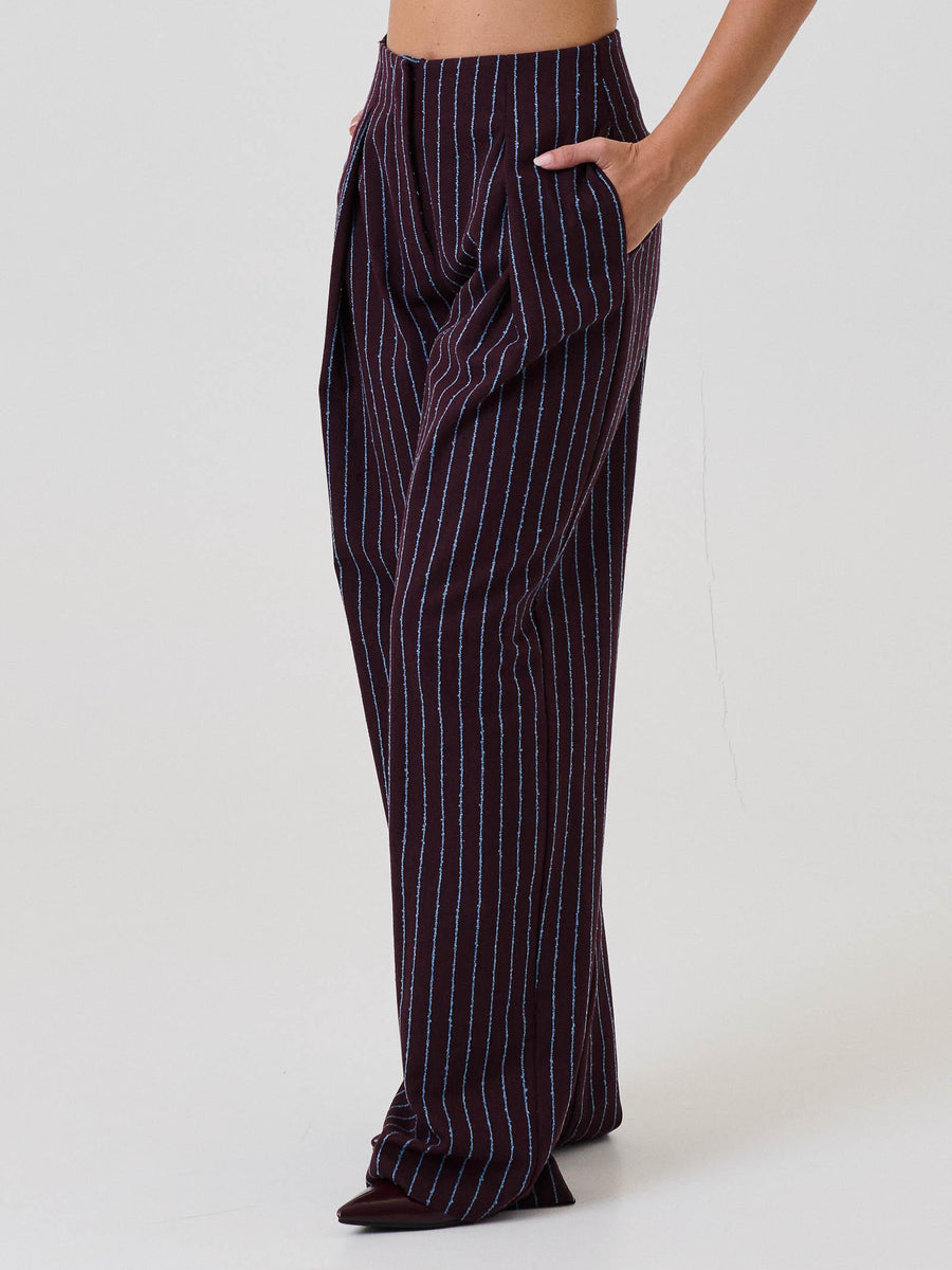 Pantalone con pences Bohemian Vì bordeaux a righe azzurre SDBO2018 BORDEAUX Bohemian V 