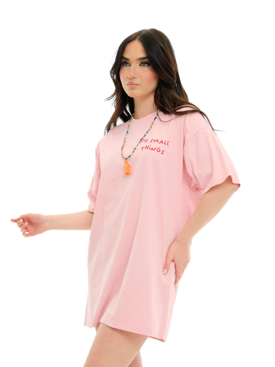 Maxi T-Shirt Vicolo rosa "do small things" con collana RD0507 ROS Vicolo 