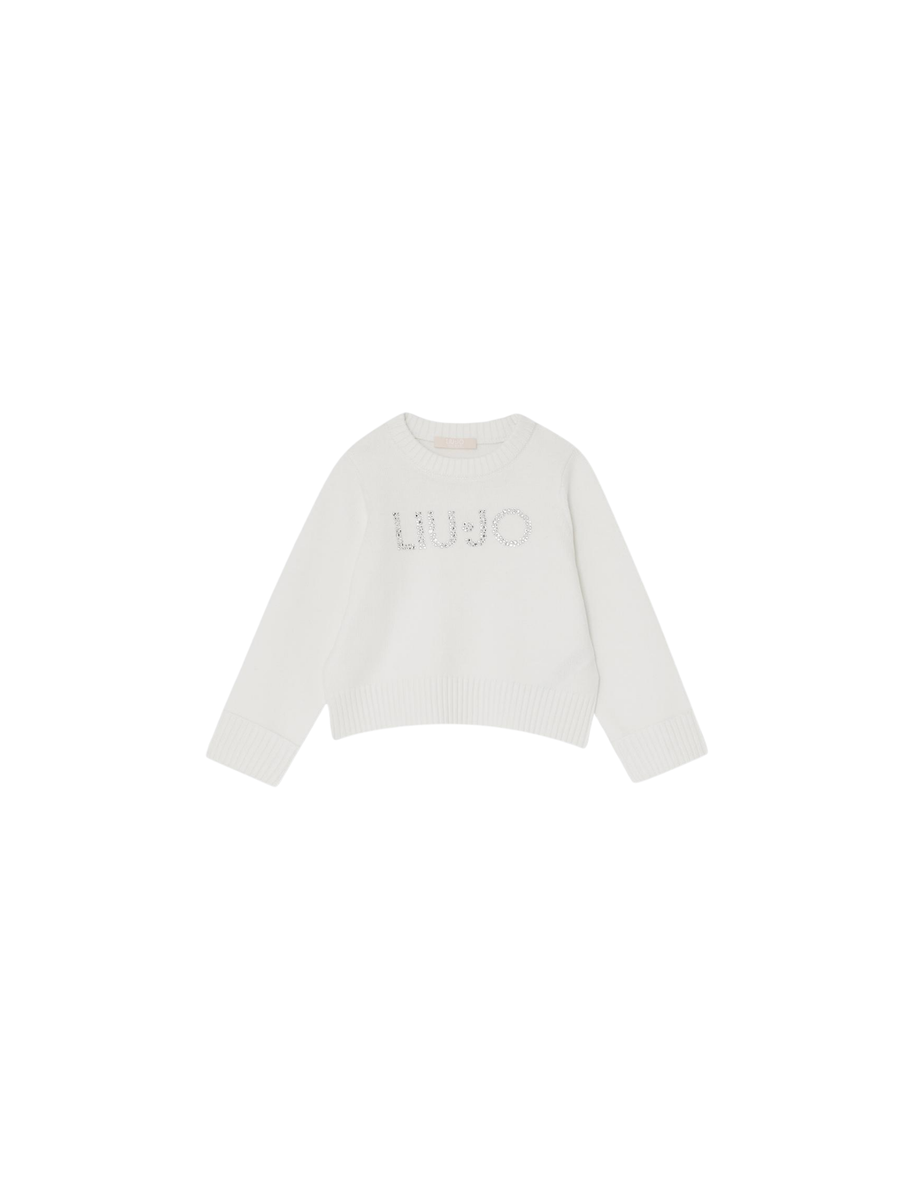 T-Shirt a maniche lunghe Liu Jo bianca con logo con strass KF5055 10602 Liu Jo 