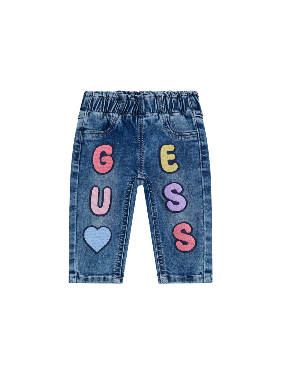Jeans Guess blu denim cn maxi logo lettering colorato A5YA00D4CA0 TLEG Guess 