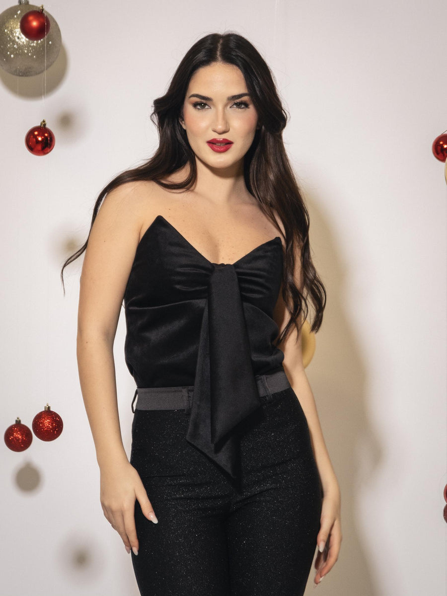 Corpetto Vicolo nero con fiocco in velluto TS1964 NERO Vicolo 