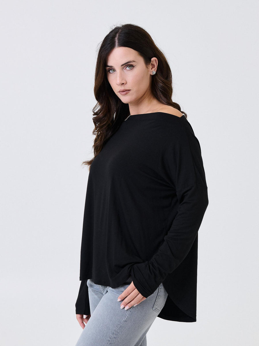 Maglia a maniche lunghe Kontatto nera con scollo a barca MR5003C NERO kontatto 