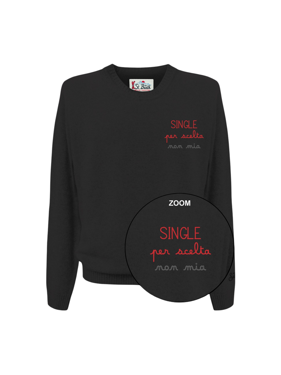 Maglione Saint Barth nero "single per scelta NON MIA" HER0005 03470G MC2 SAINT BARTH 