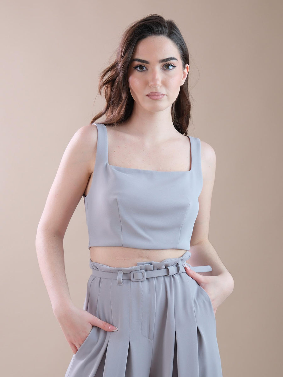Crop top cemento con scollo quadrato e spalline RFW8HLD CEMENTO Imperial 