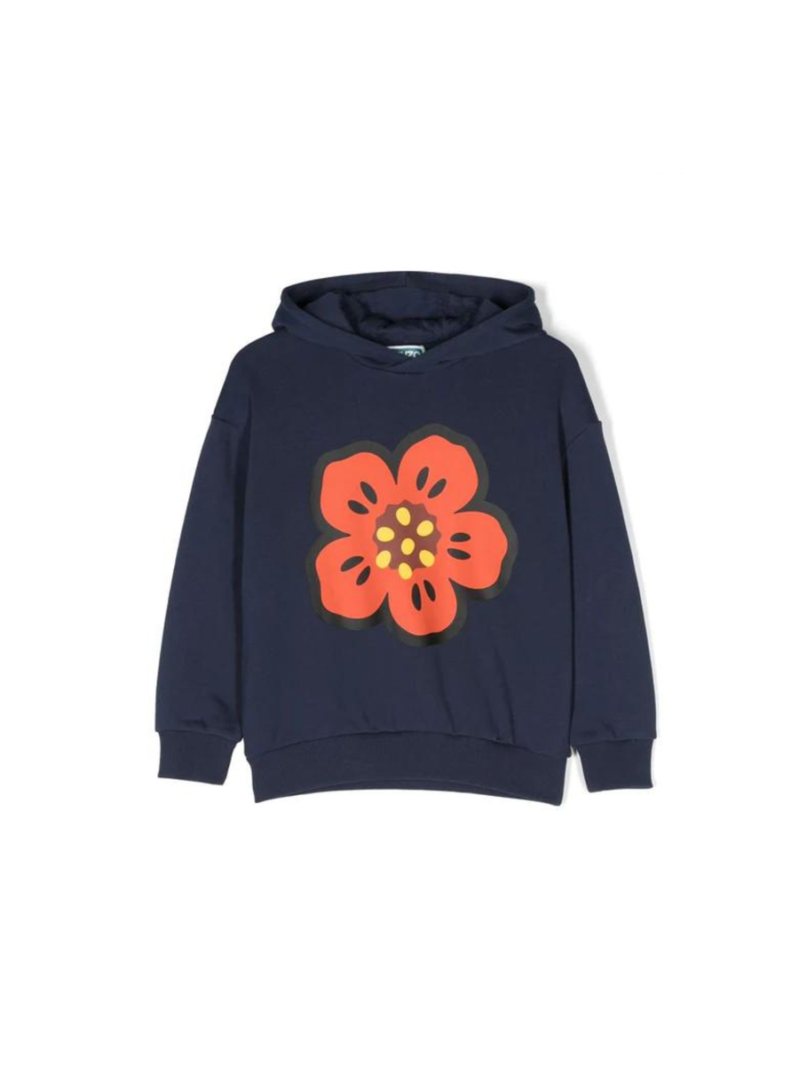 Felpa boke flower con cappuccio blu K25837 84A Kenzo 