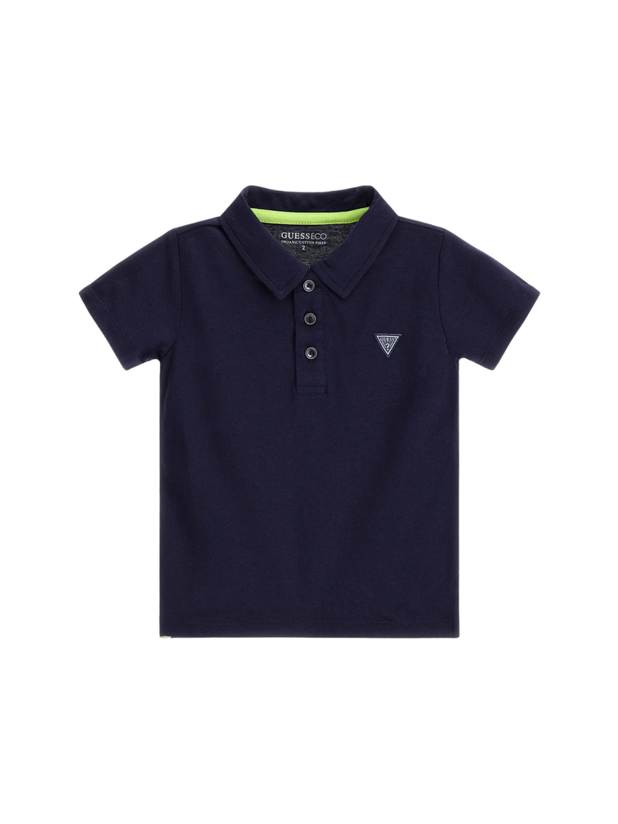 Polo Guess blu con triangolo iconico sul petto N2GP03KAPY0 G7V2 Guess 