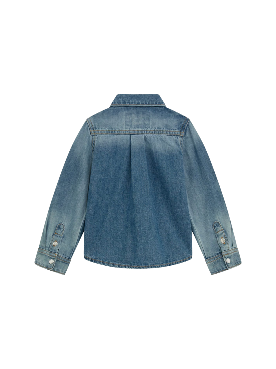 Camicia Guess blu in denim con tasche frontali N5RH05D5K80 ICER Guess 