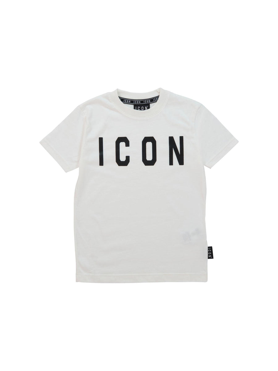 T-Shirt Icon bianca con stampa logo frontale S00746 PANNA Icon 
