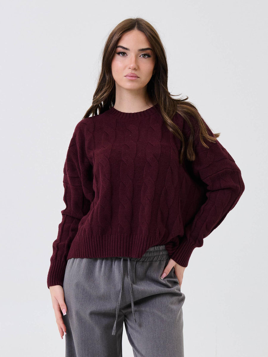 Maglione intrecciato Armoire vino con spalle scese 5R72220 VINO Armoire 