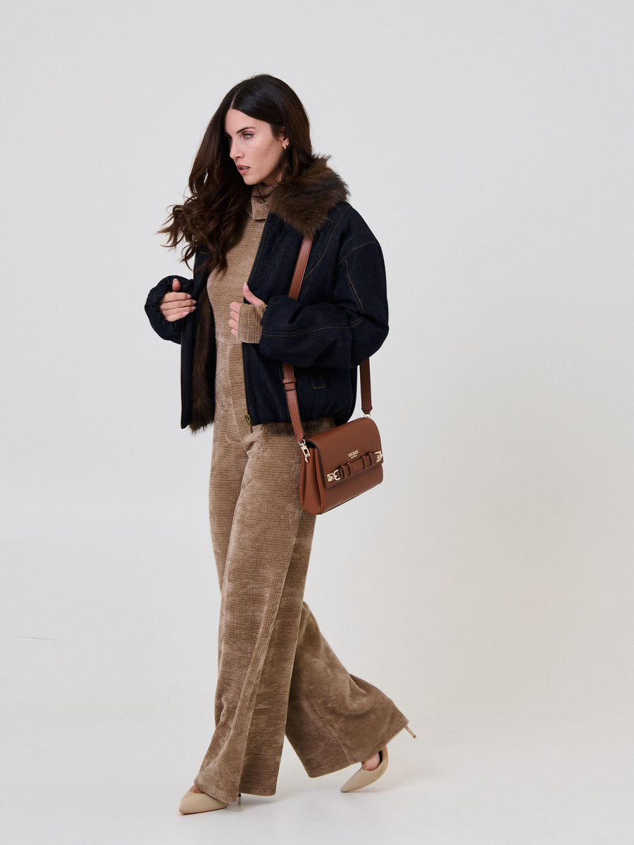 Jumpsuit a costine Bohemian Vì taupe con collo alto morbido BHTUT003 TAUPE Bohemian V 