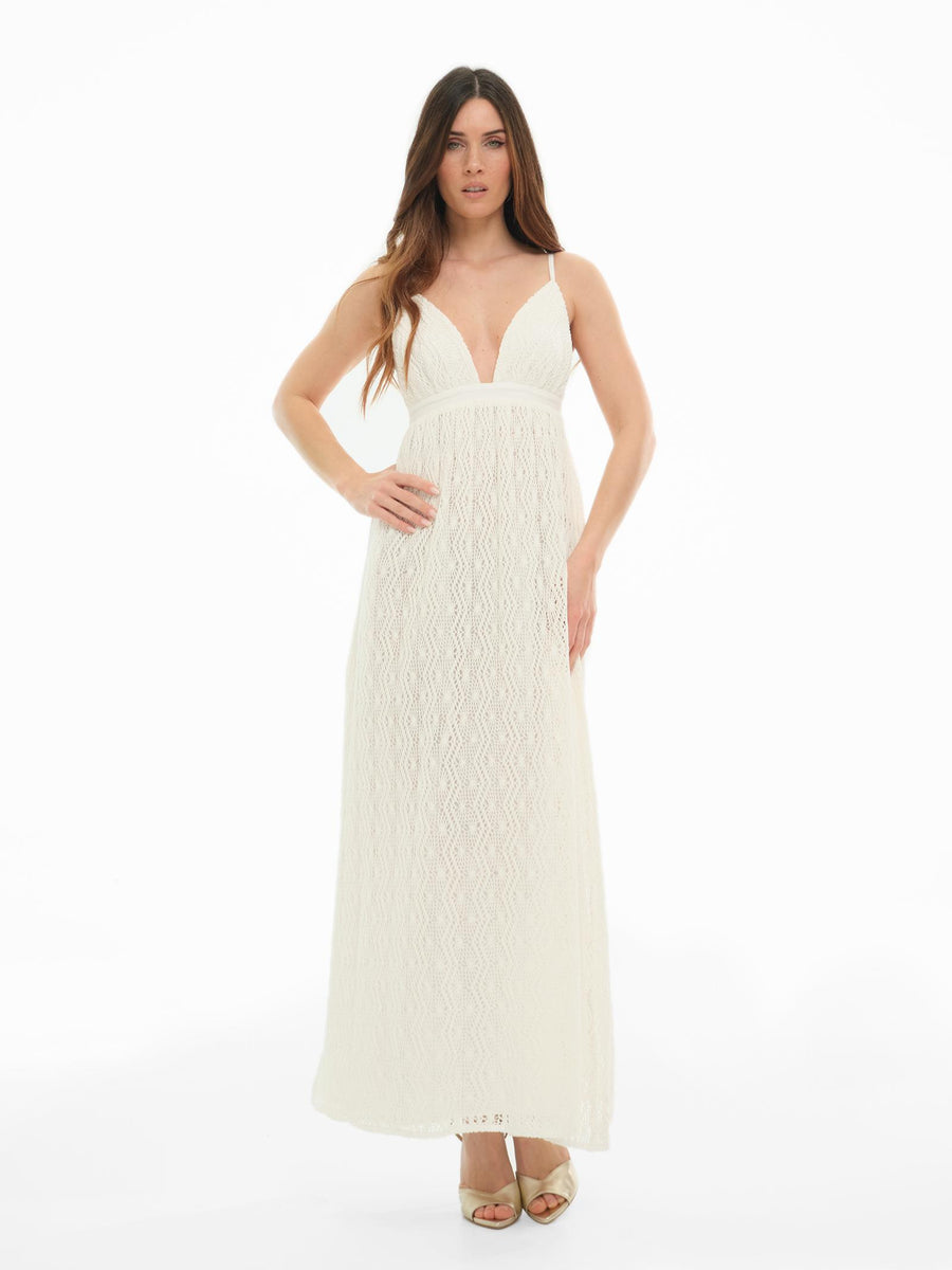Abito lungo crochet Bohemian Vì bianco AB167 UNI Bohemian V 