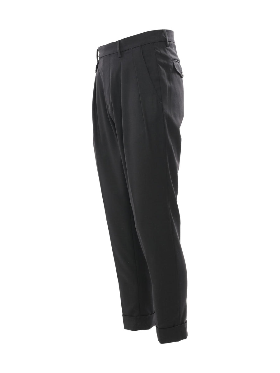 Pantalone nero Tk con doppia pence SINGAPORE7970 NE RAYURES NOIR 