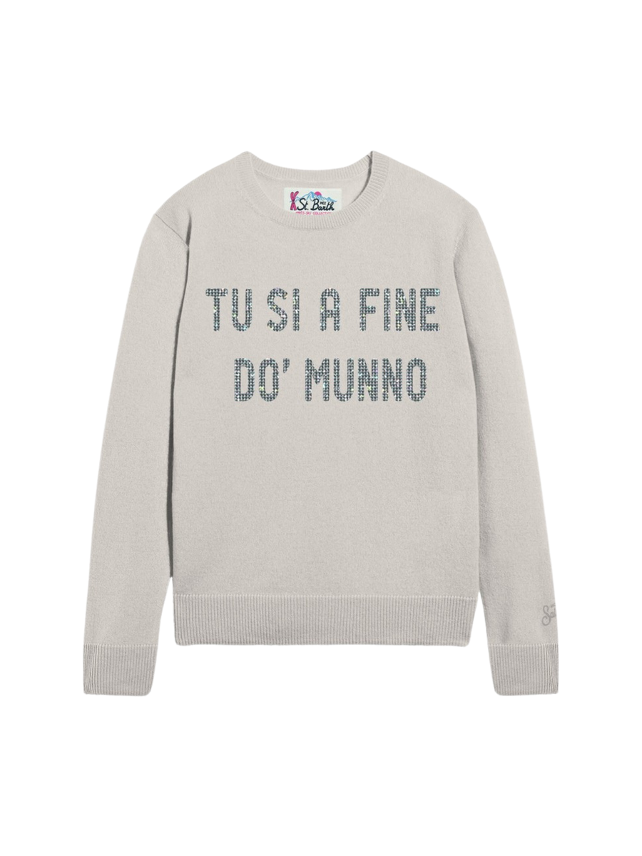 Maglione Saint Barth grigio "tu si a fine do' munno" QUE0010 04322G MC2 SAINT BARTH 