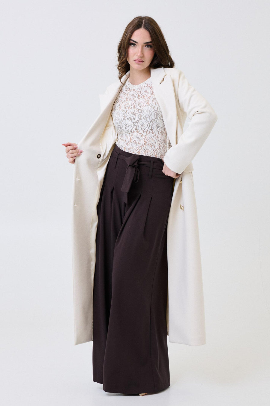 Cappotto doppiopetto lungo Armoire panna con bottoni dorati VIOLET PANNA Armoire 