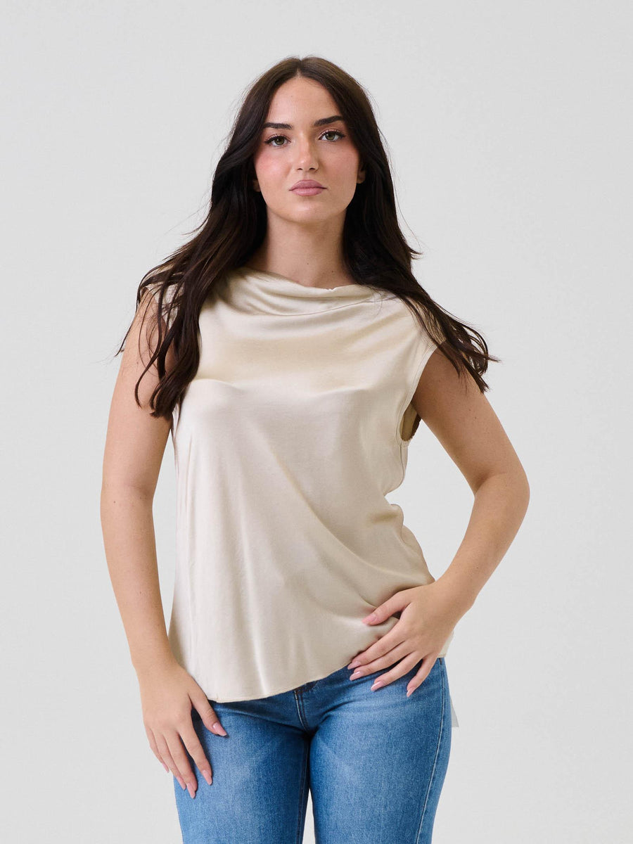 Bluse satinata Armoire beige con scollo morbido F8989T97Q LANA Armoire 