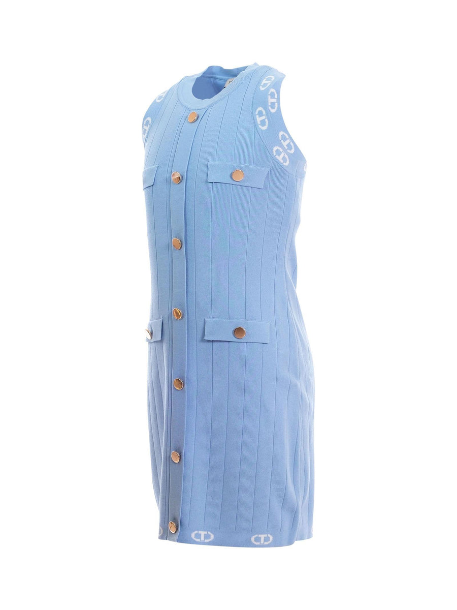 Abito smanicato Twinset azzurro con bordi logati 251GJ3QW5 12297 Twinset 