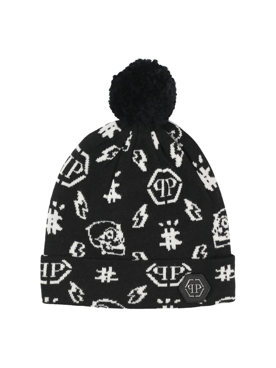 Cappello nero all over 2UX004LHE18 86819 Philipp Plein 