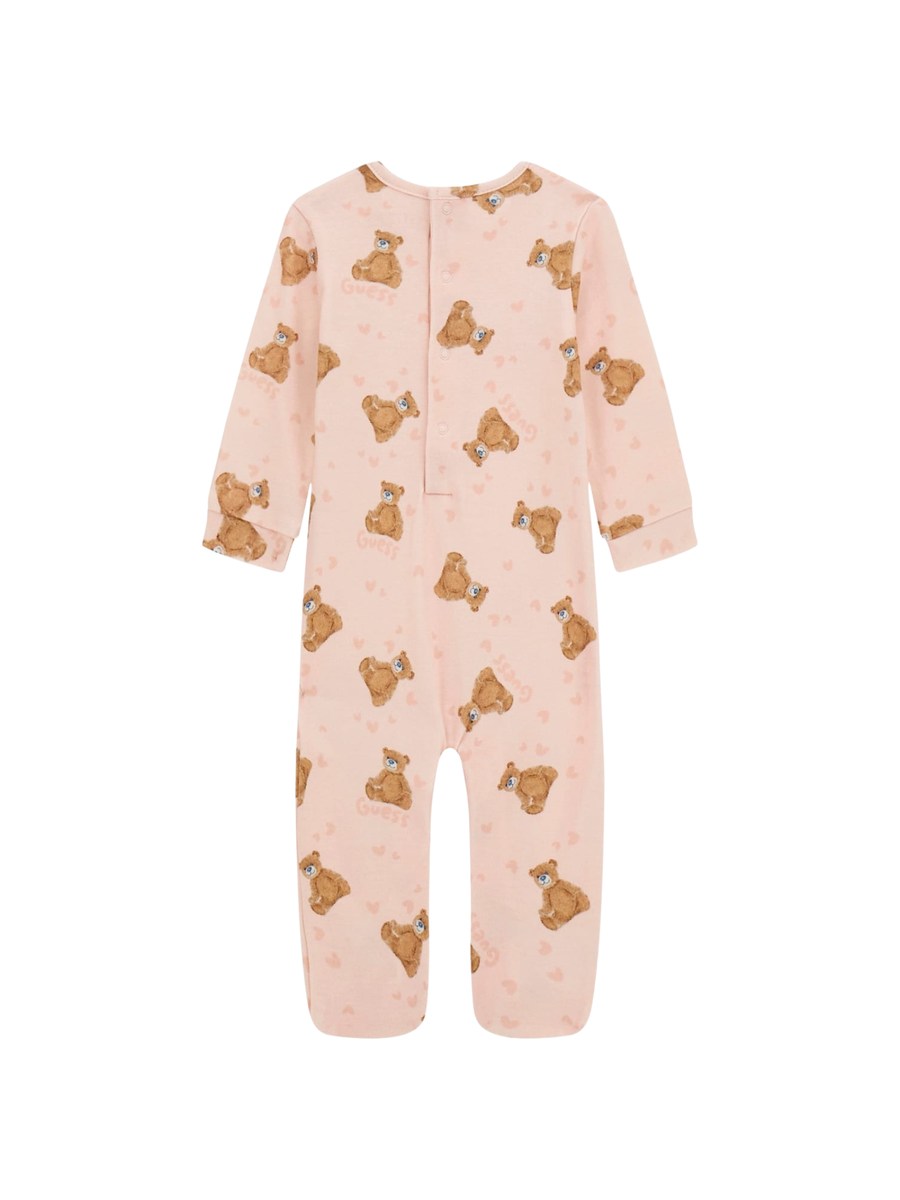 Tutina Guess rosa con orsetti all over e logo glitterato frontale S5RG00KA6W4 PH06 Guess 