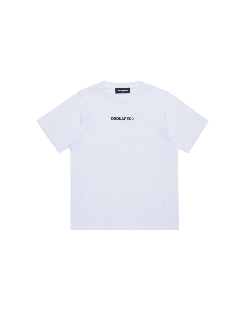 T-Shirt a mezze maniche Dsquared bianca con logo nero DQ2823 DQ100 Dsquared 