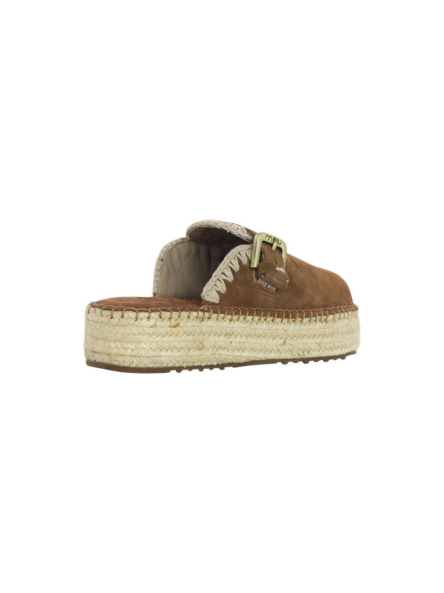 Sabot marroni con fibbia e suola in corda SW641000A NUTBR Mou 