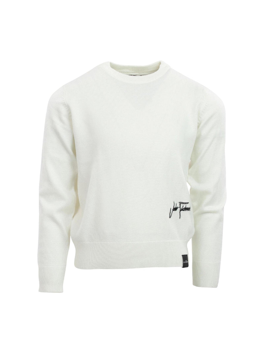 Maglioncino John Richmond bianco logo ricamato RBA24066MA WHI John Richmond 