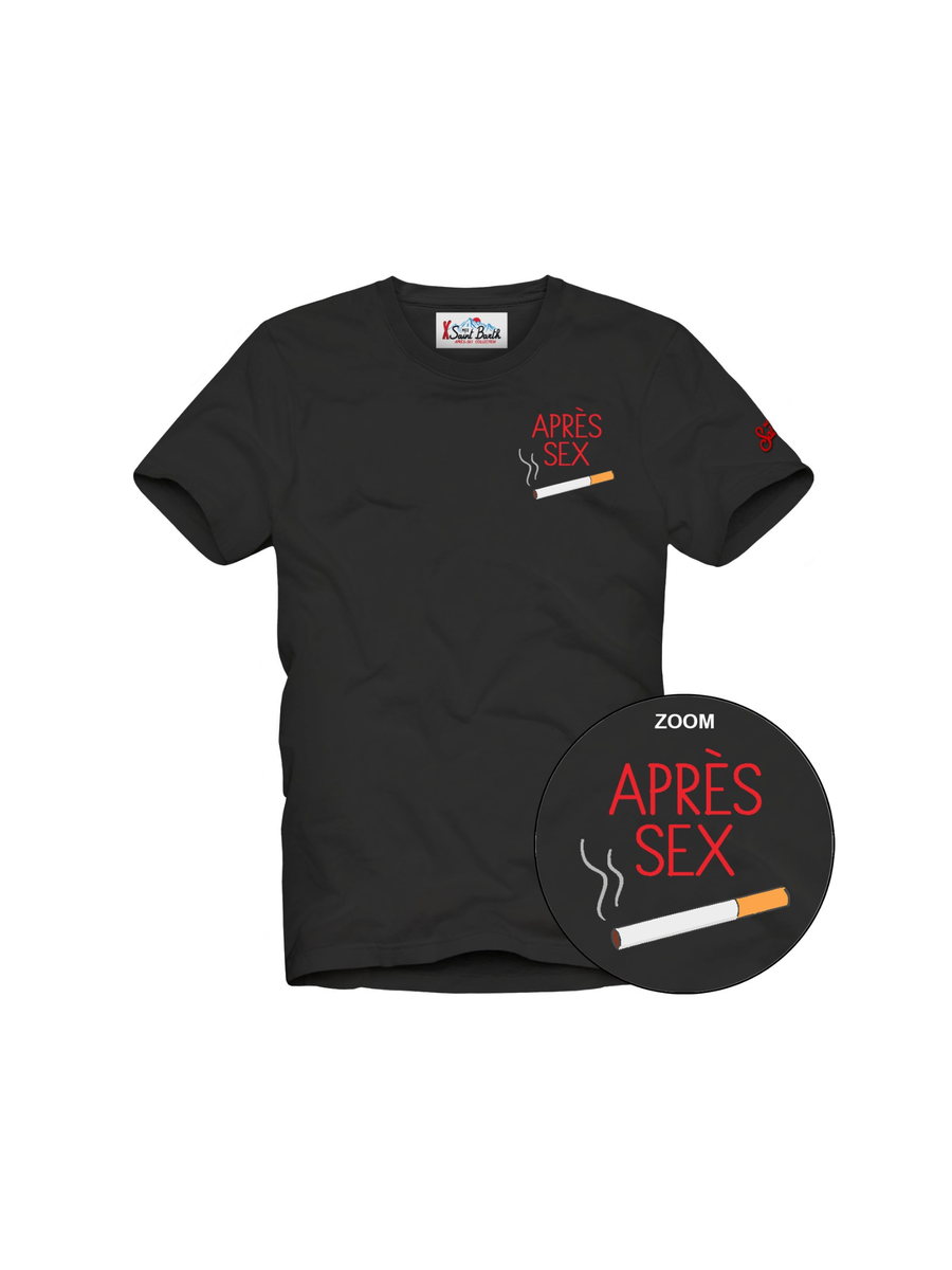 T-Shirt Saint Barth nera con stampa "Apres Sex" ARN0001 03257I MC2 SAINT BARTH 