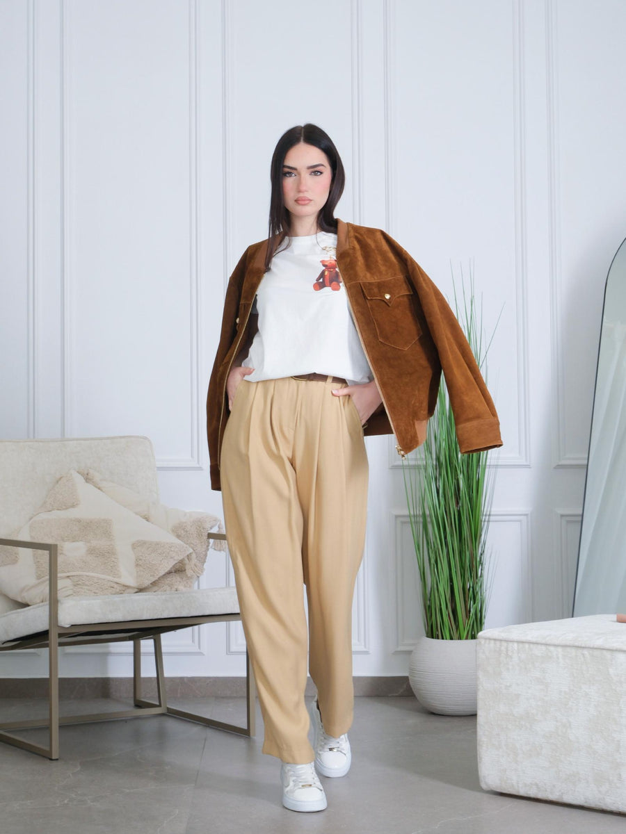 Pantalone a palazzo Vicolo cammello con pinces TD0921 CAMMELLO Vicolo 