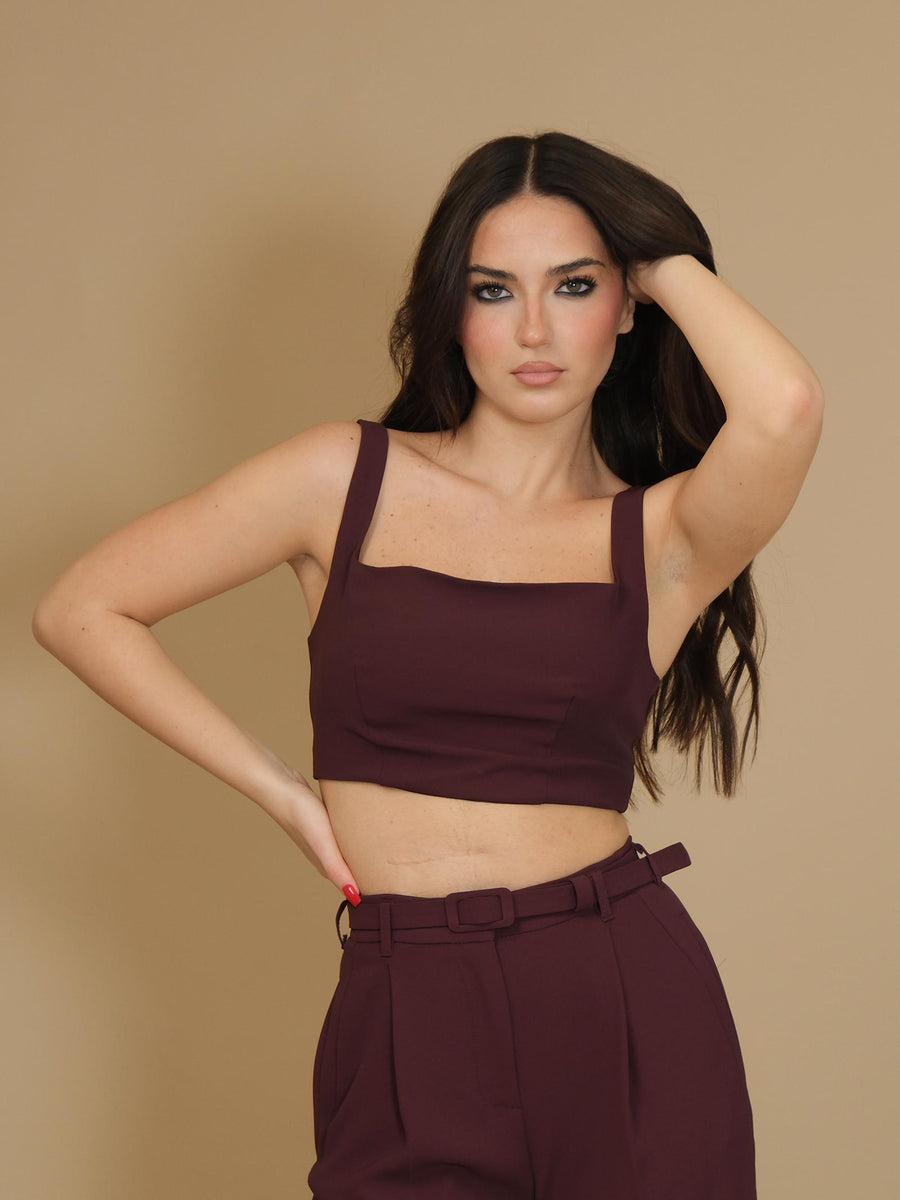 Crop top Imperial melanzana con scollo quadrato e spalline RFW8IJX MELANZANA Imperial 