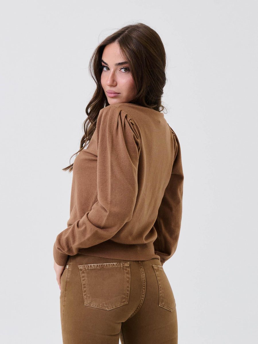 Maglione Armoire marrone con spalle arricciate R2221 CAMOSCIO Armoire 