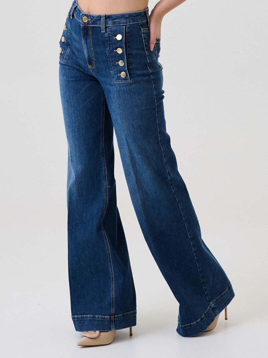 Jeans "Giudith" Vicolo blu con bottoni DF5076 DNM Vicolo 