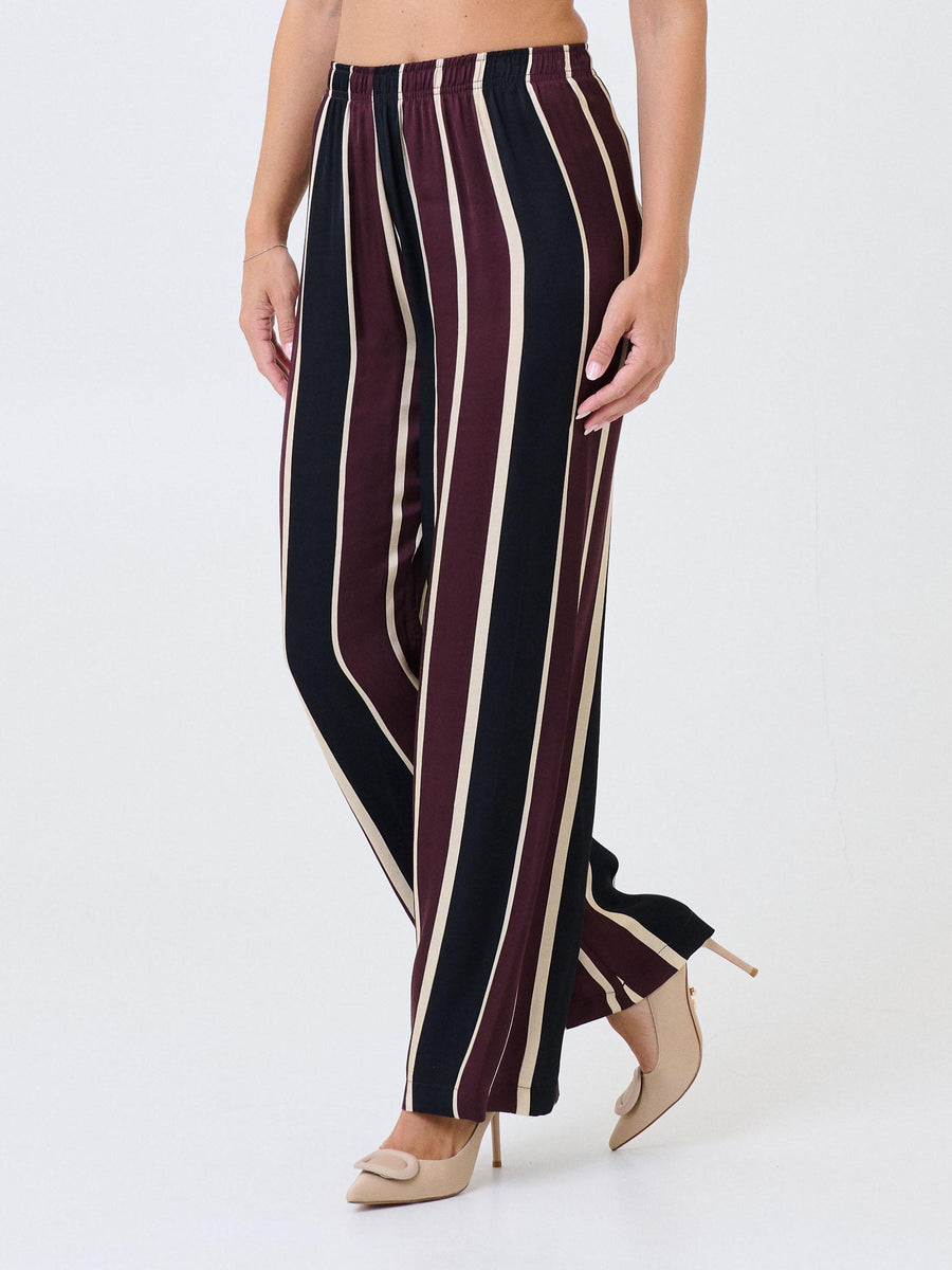 Pantalone a vita alta Imperial prugna e nero a righe P4L5KFA BORGOGNA Imperial 