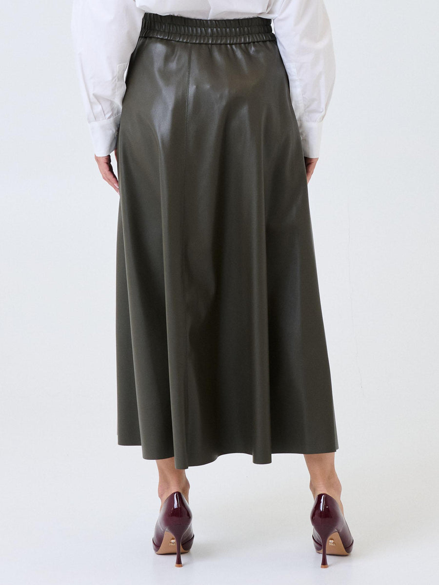 Gonna lunga Souvenir verde militare in ecopelle W38S0246 MILITARE Souvenir 