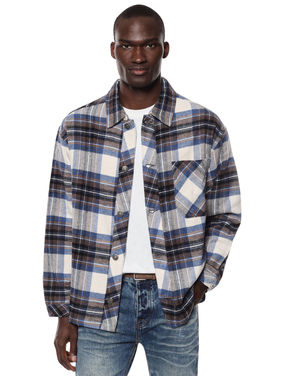 Camicia check Imperial bianco e blu con taschino C860130004 BIANCO/BLU Imperial 