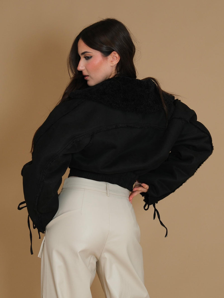 Giacca corta montone Bomber Sweden Silence Limited nera E534 NERO Silence Limited 