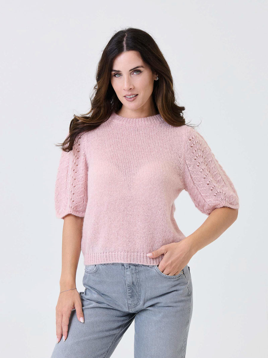 Maglia Kontatto rosa con maniche a palloncino traforate 3M0913C ROSA kontatto 