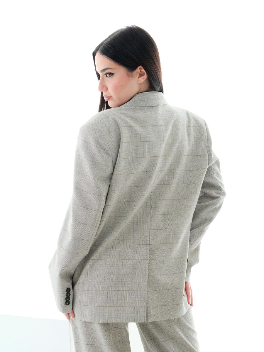 Blazer over Vicolo beige doppiopetto a quadri TD0032 GRI Vicolo 