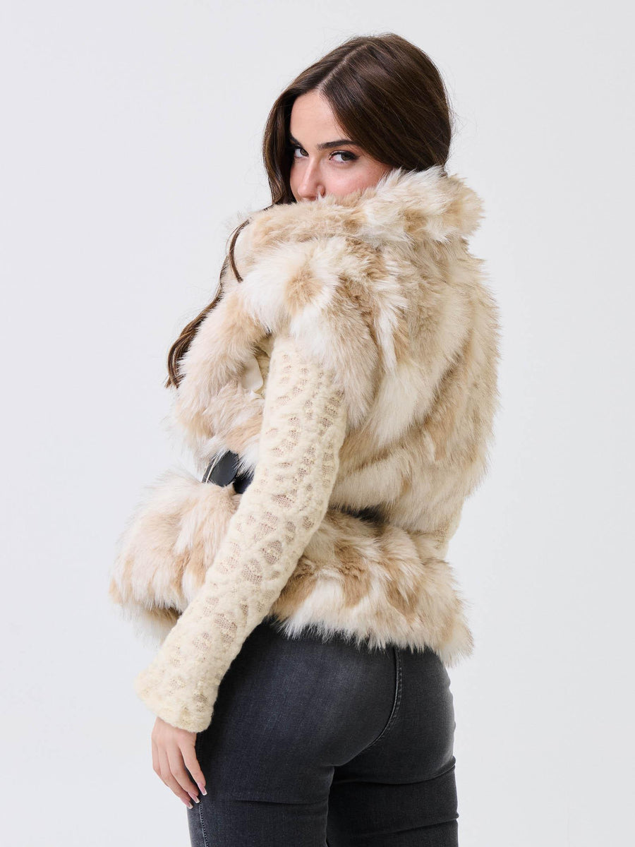 Ecopelliccia smanicata Armoire bianca e beige 049 PANNA/BEIGE Armoire 
