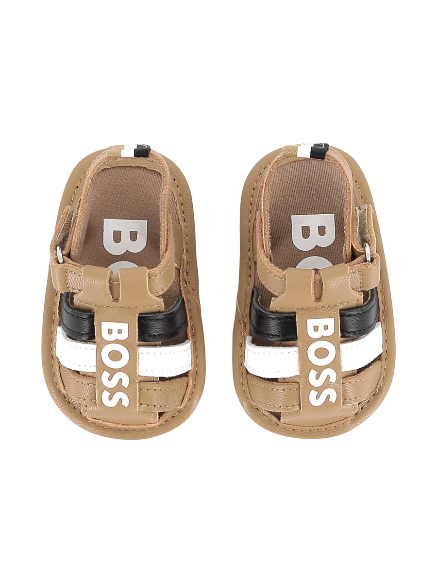 Sandali Boss in ecopelle beige con dettagli a contrasto J51668 269 Boss 