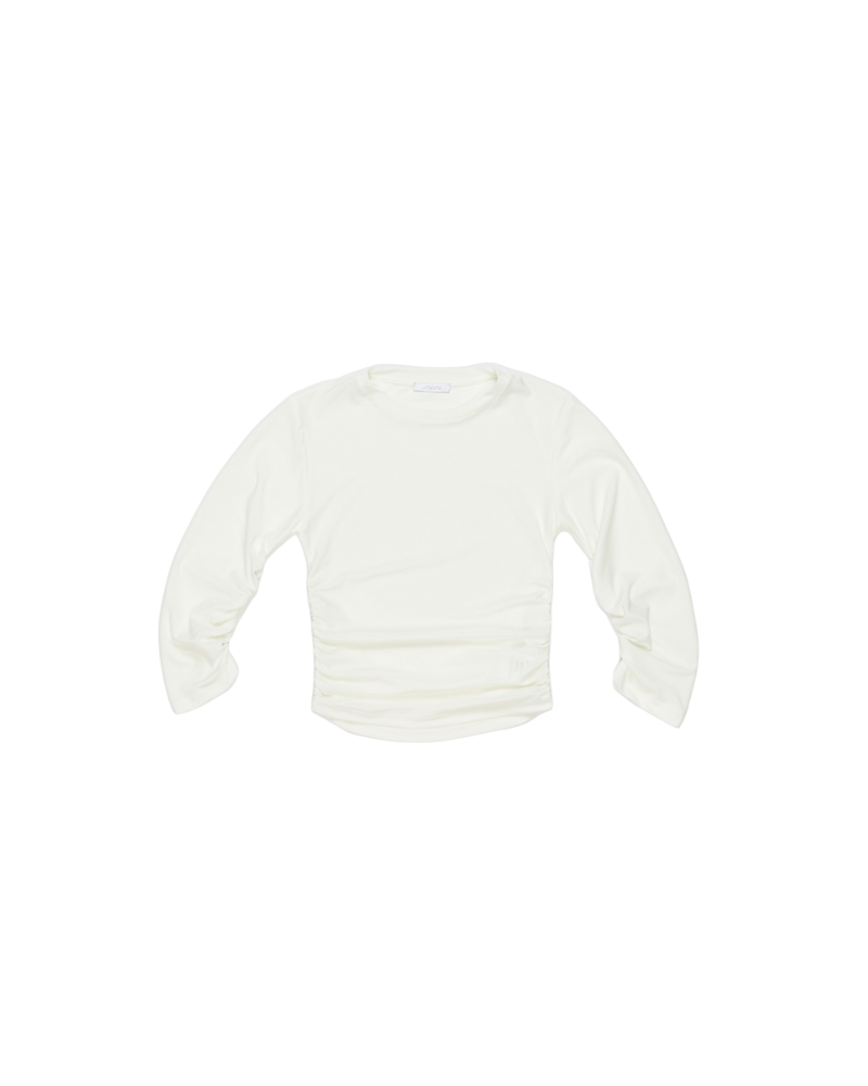 T-Shirt a maniche lunghe Lulù Miss Grant panna con inserti arricciati LL3837 LATTE Lulù by Miss Grant 