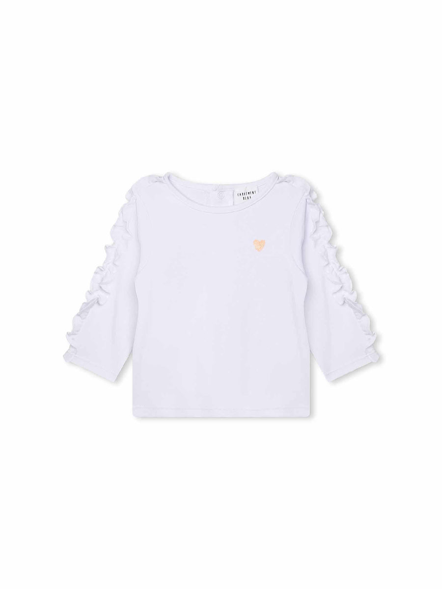 T-shirt bianca con ruches Y05305 10P Carrement Beau 