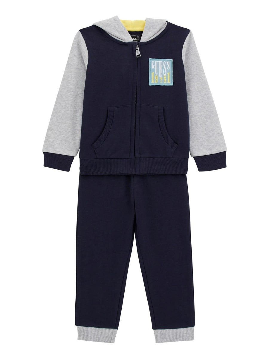 Completo Guess felpa full zip e joggers blu e grigi N4YG13KA6R3 F76V Guess 