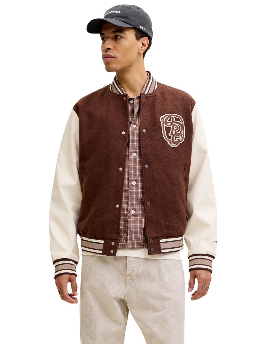 Giubbino college Jack & Jones marrone e panna 12282958 D Mahogany Jack & Jones 