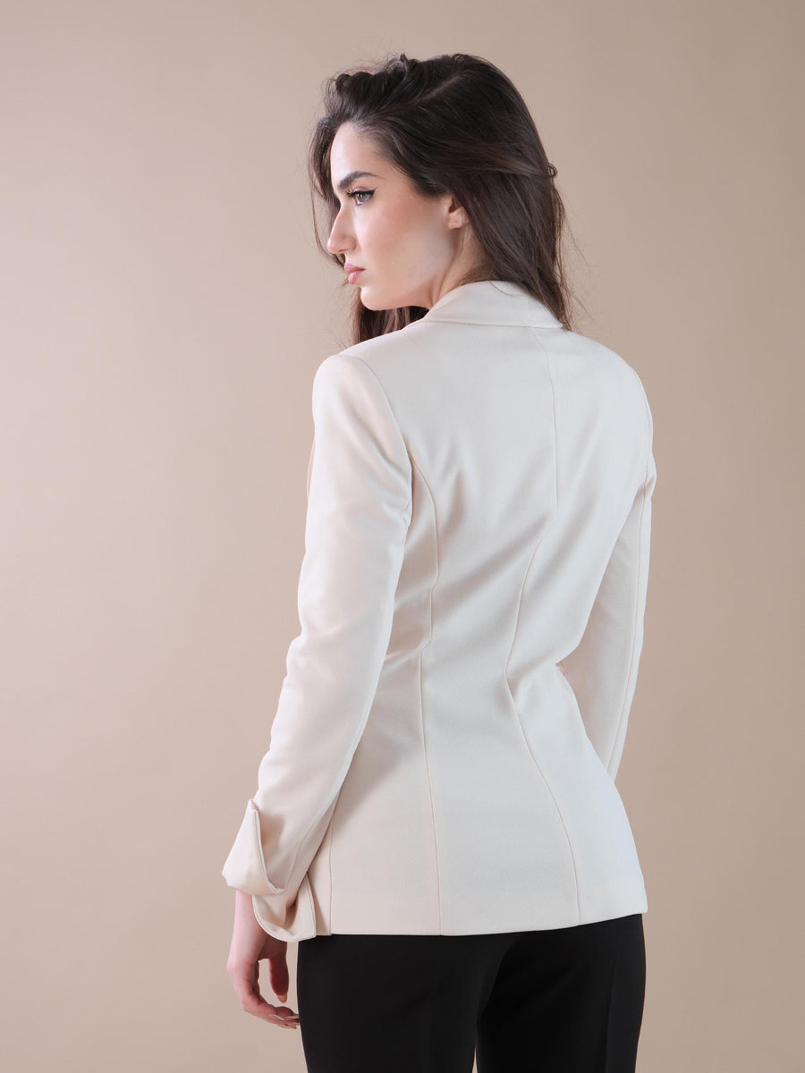 Giacca monopetto avena con rever e risvolto in raso JAH4HAW AVENA Imperial 