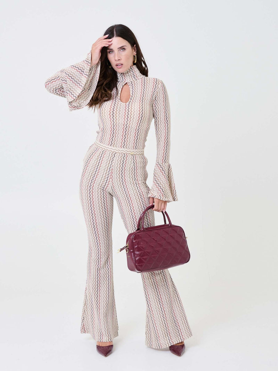 Pantalone a zampa Pho Firenze multicolor con motivo a zig zag 5424008 SPICES PHO FIRENZE 