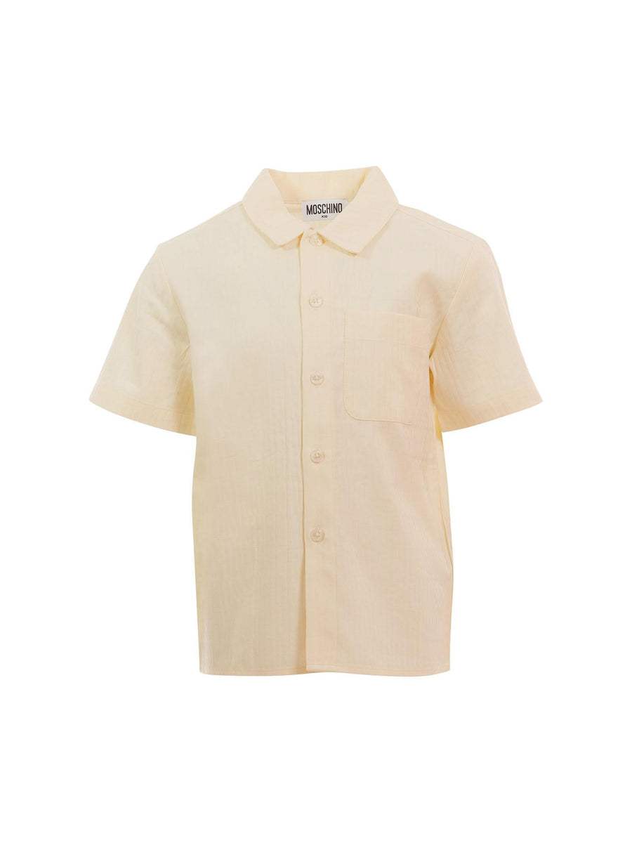 Camicia Moschino avorio con logo all over in rilievo HUC01G 86200 Moschino 