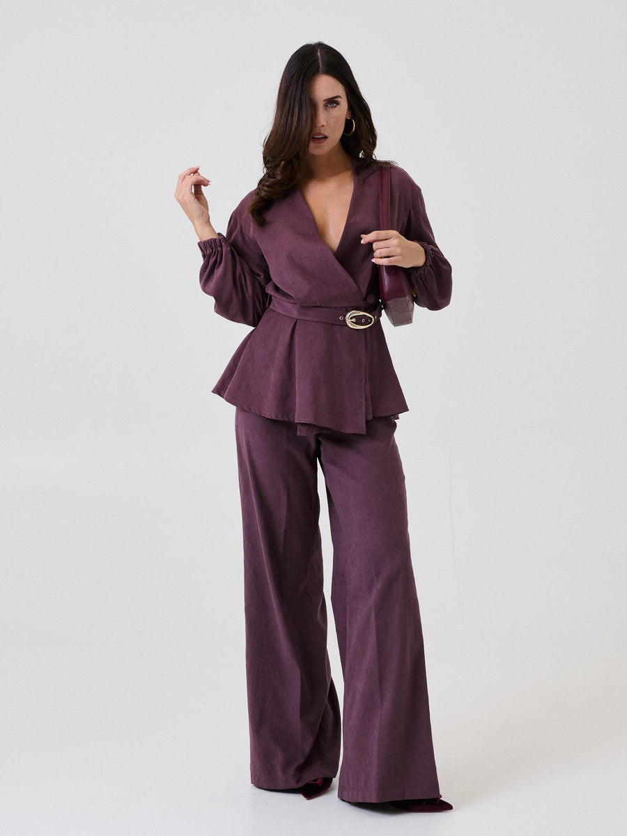 Pantalone a zampa Bohemian Vì viola PA288 WINE Bohemian V 